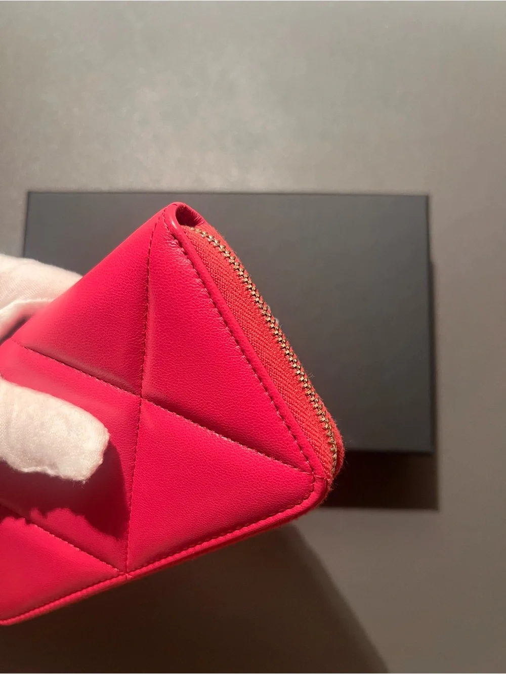 Chanel Quilted Chanel 19 Zip Around Wallet Pink in Lambskin with Gold hardware